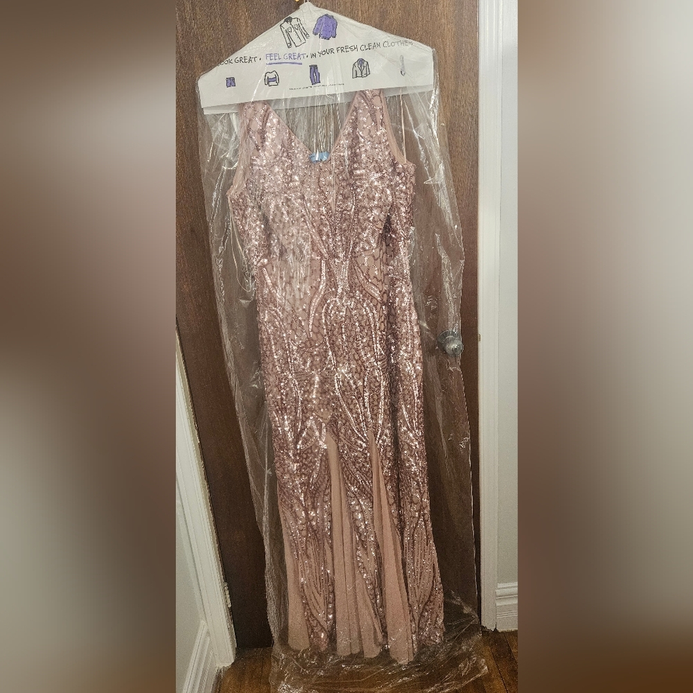 Sequin Embellished Gown in Rose Gold